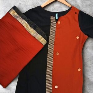 Indian Bollywood Two Piece Outfit - Dress and Duppata / Scarf